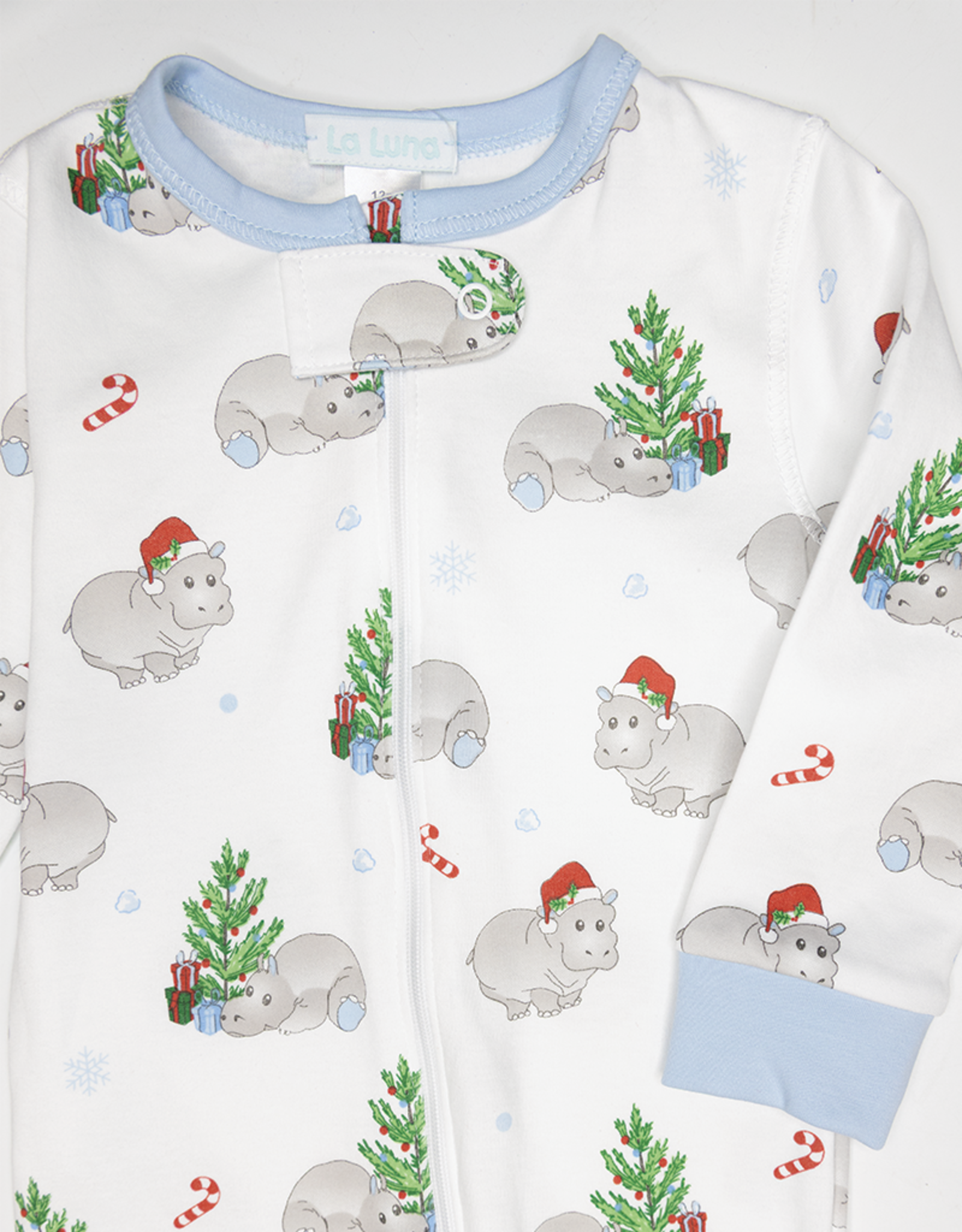 Lulu Bebe LBF25 Blue Hippo Christmas Footless