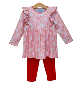Trotter Street Kids Milk and Cookies Ruffle Pant Set
