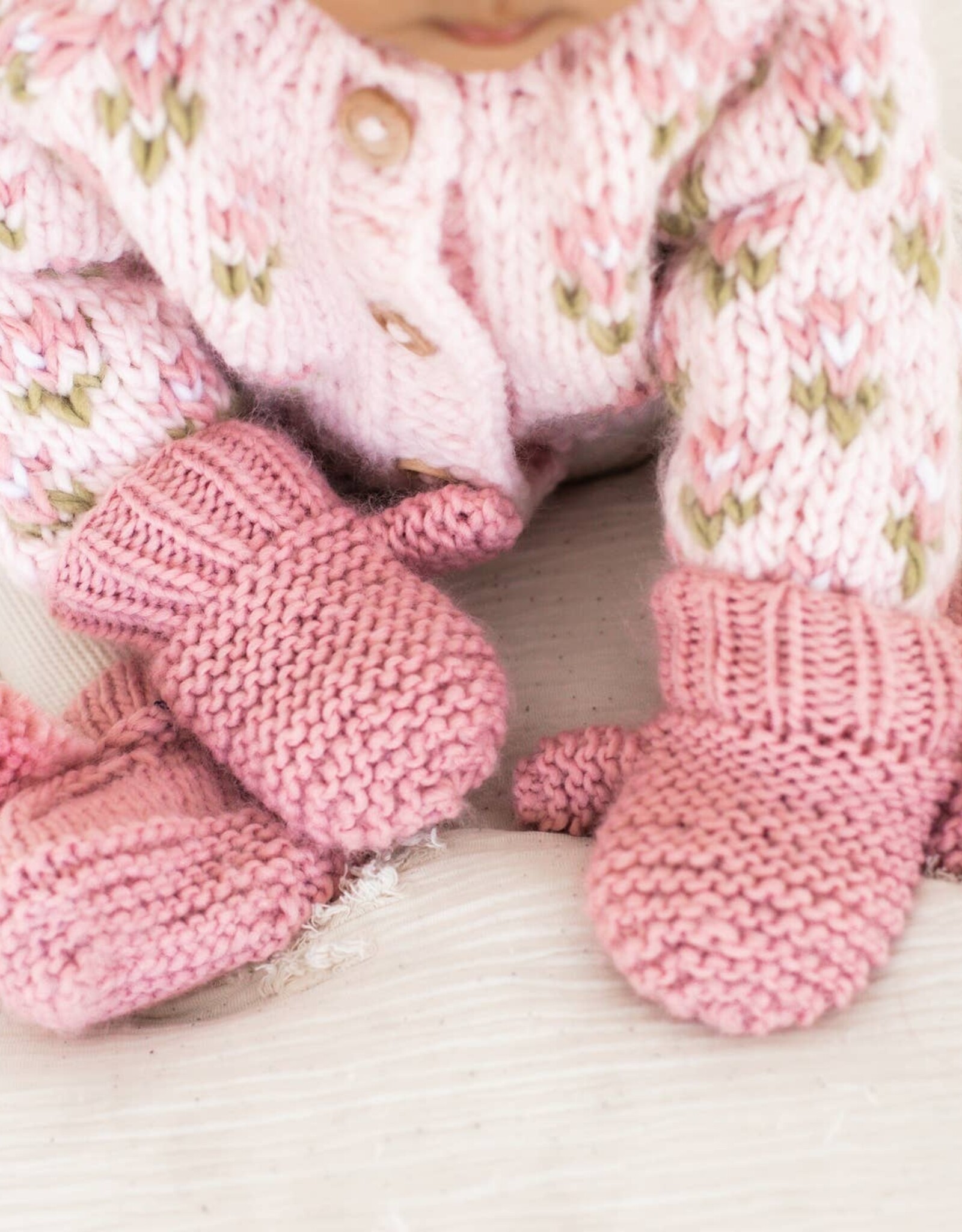 Huggalugs Huggalugs Garter Stitch Mittens Rosy