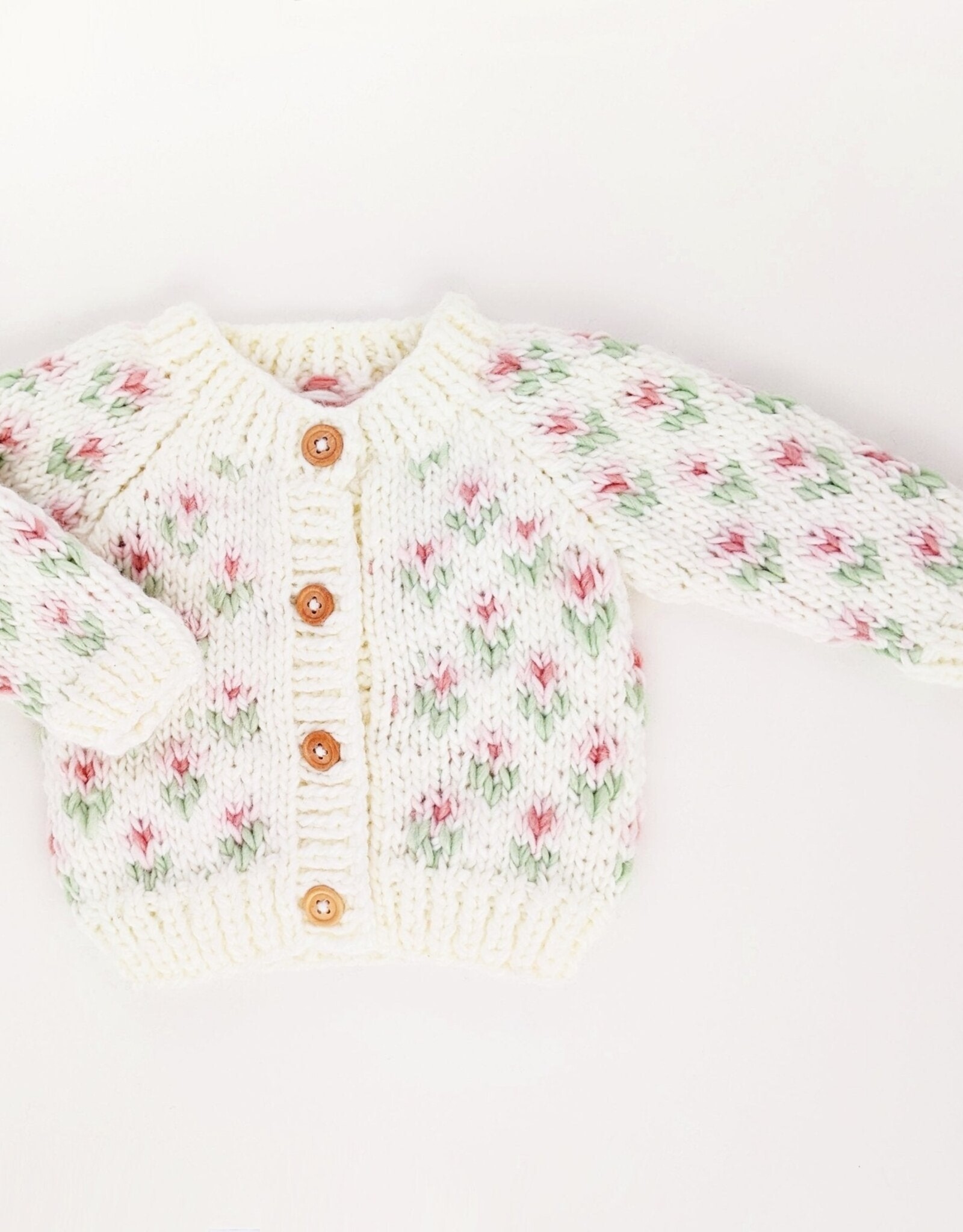 Huggalugs Bitty Blooms White Cardigan