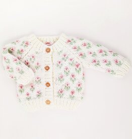 Huggalugs Bitty Blooms White Cardigan