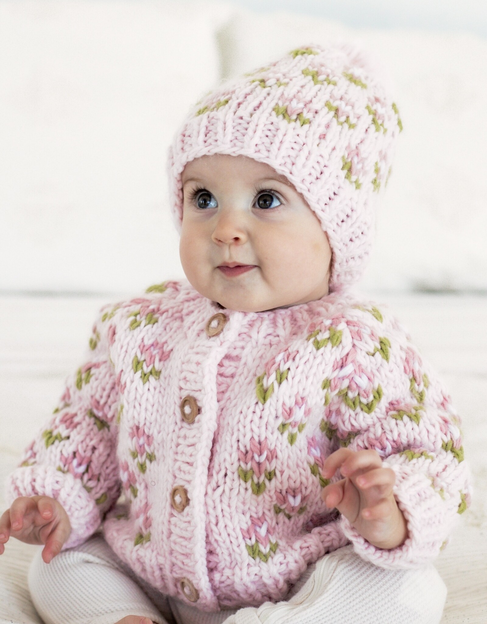 Huggalugs Bitty Blooms Blush Cardigan