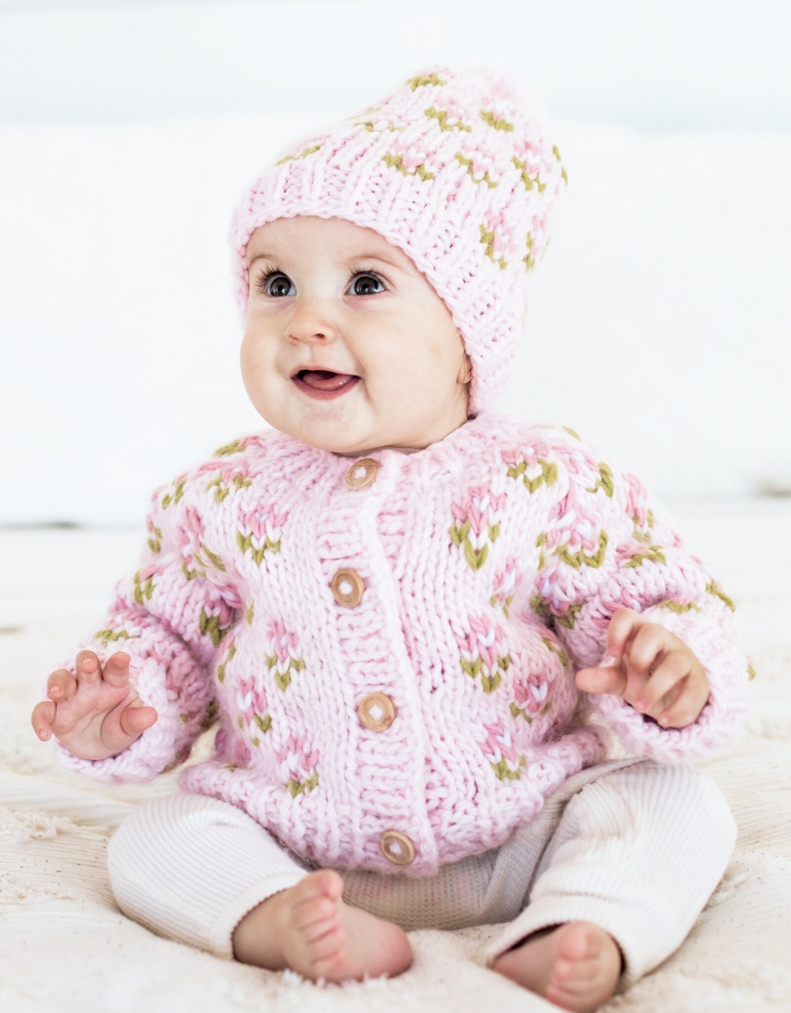 Huggalugs Bitty Blooms Blush Cardigan