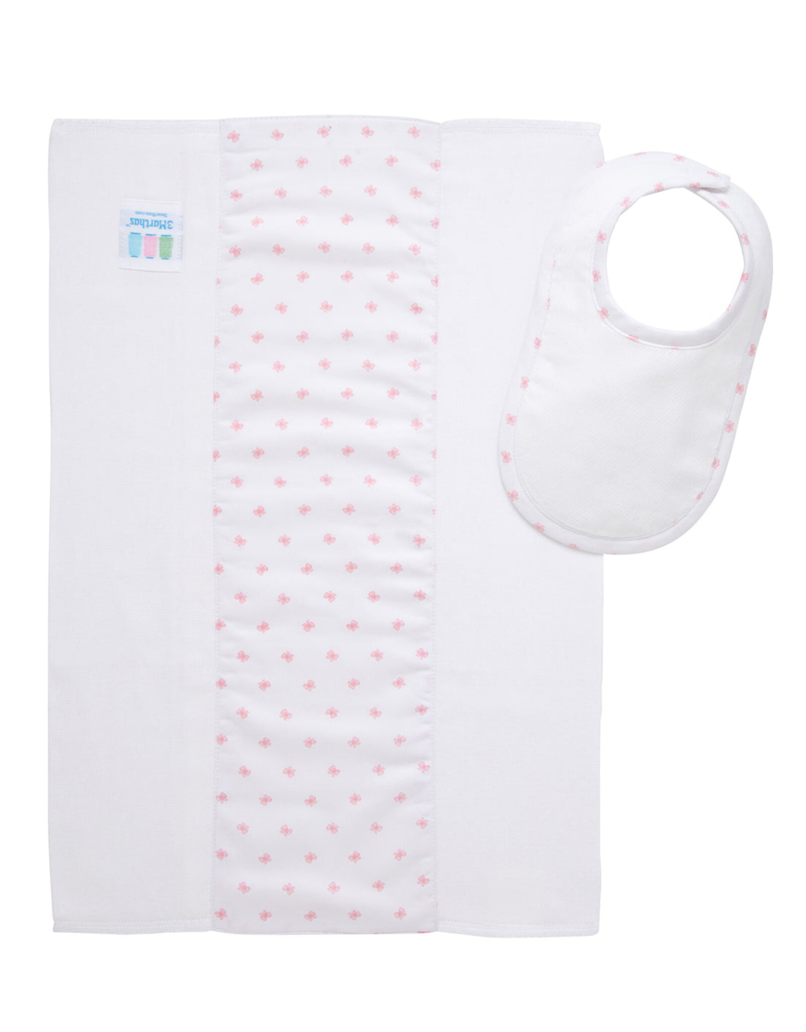 3 Marthas 3M Burp/Drooler Set 180-88 Pink bow