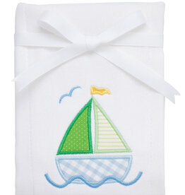3 Marthas appliqued burp pad sailboat