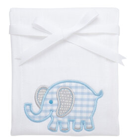 3 Marthas appliqued burp pad blue elephant
