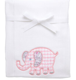 3 Marthas appliqued burp pad pink elephant