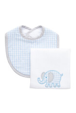 3 Marthas 3M Boxed Burp/Bib Set Blue Elephant