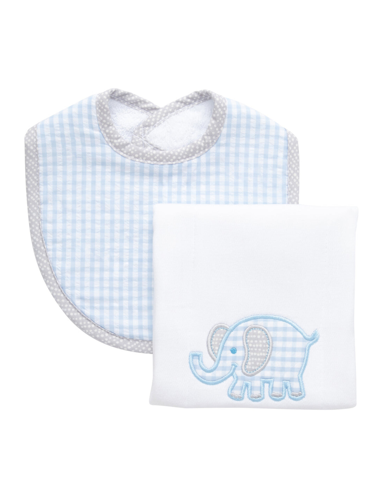 3 Marthas 3M Boxed Burp/Bib Set Blue Elephant