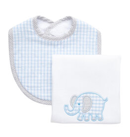 3 Marthas Boxed Burp/Bib Set Blue Elephant