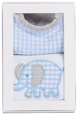 3 Marthas 3M Boxed Burp/Bib Set Blue Elephant