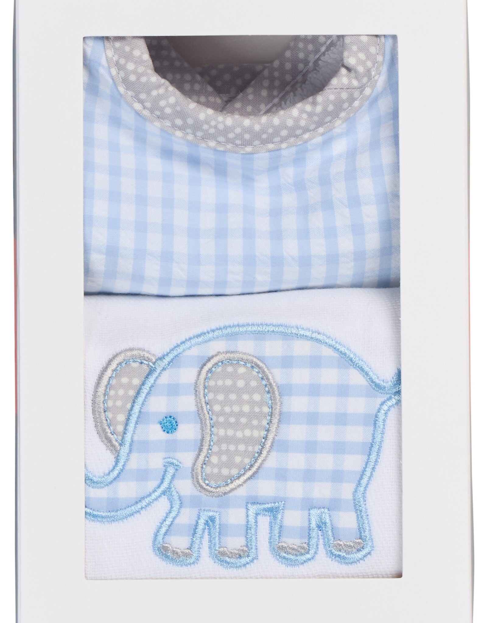 3 Marthas 3M Boxed Burp/Bib Set Blue Elephant