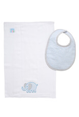 3 Marthas 3M Boxed Burp/Bib Set Blue Elephant