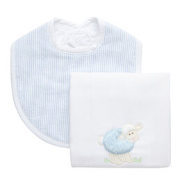 3 Marthas boxed burp/bib set blue lamb