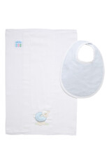 3 Marthas 3M boxed burp/bib set blue lamb