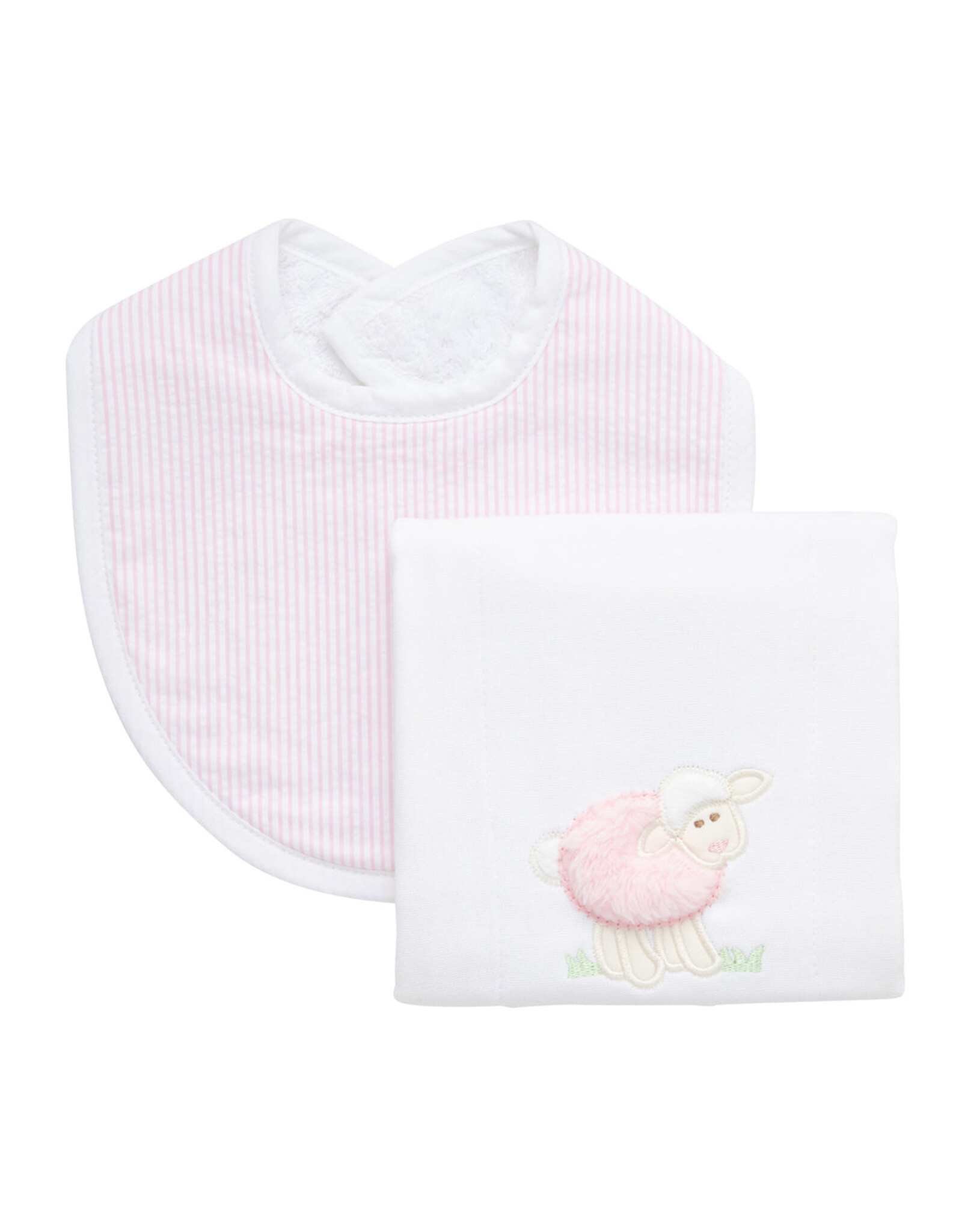 3 Marthas 3M Boxed Burp/Bib Set Pink Lamb