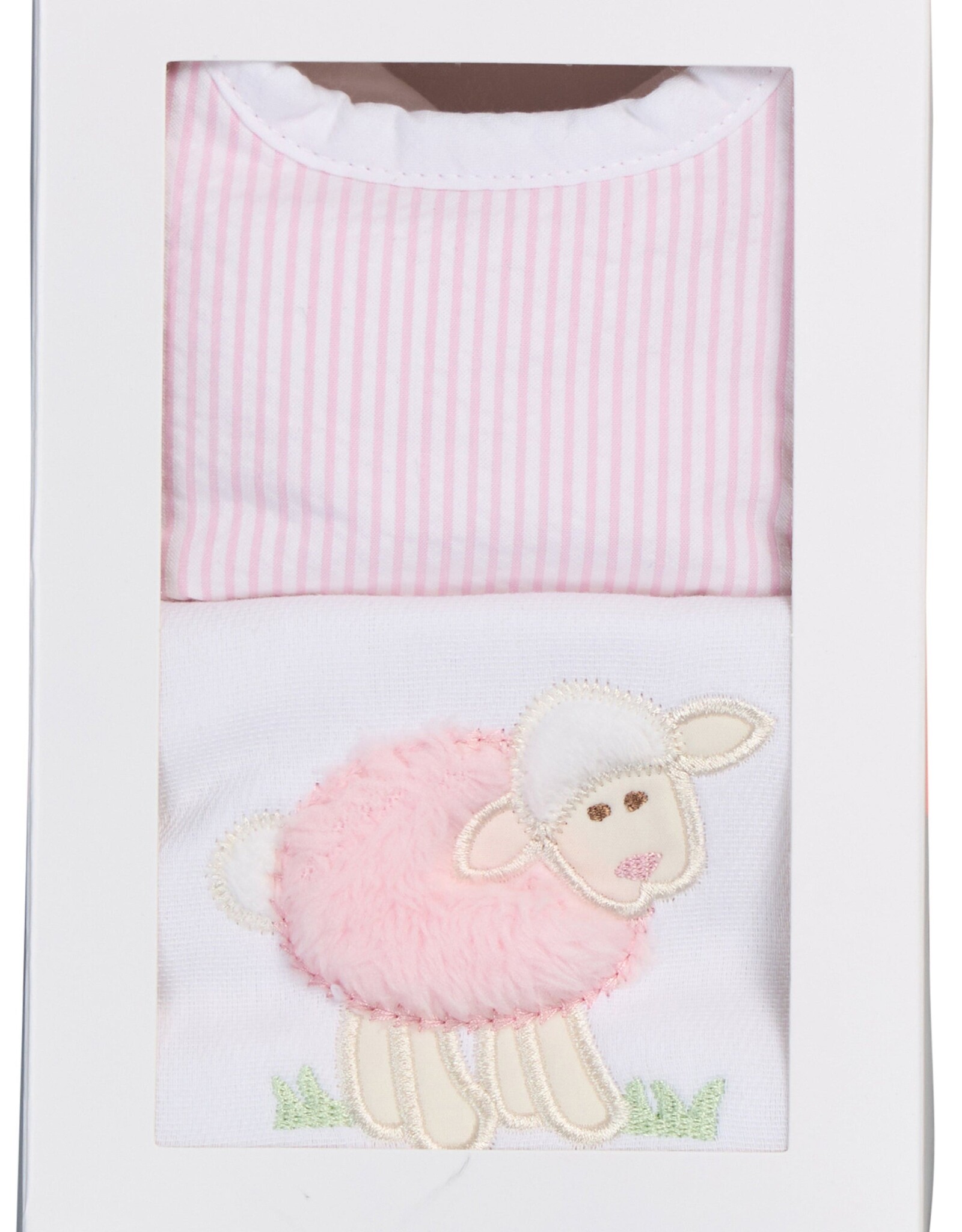 3 Marthas 3M Boxed Burp/Bib Set Pink Lamb