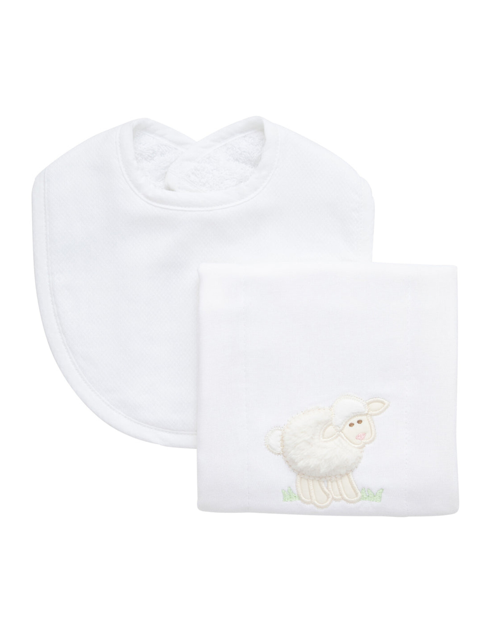 3 Marthas 3M Boxed Burp/Bib Set White Lamb