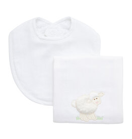 3 Marthas Boxed Burp/Bib Set White Lamb