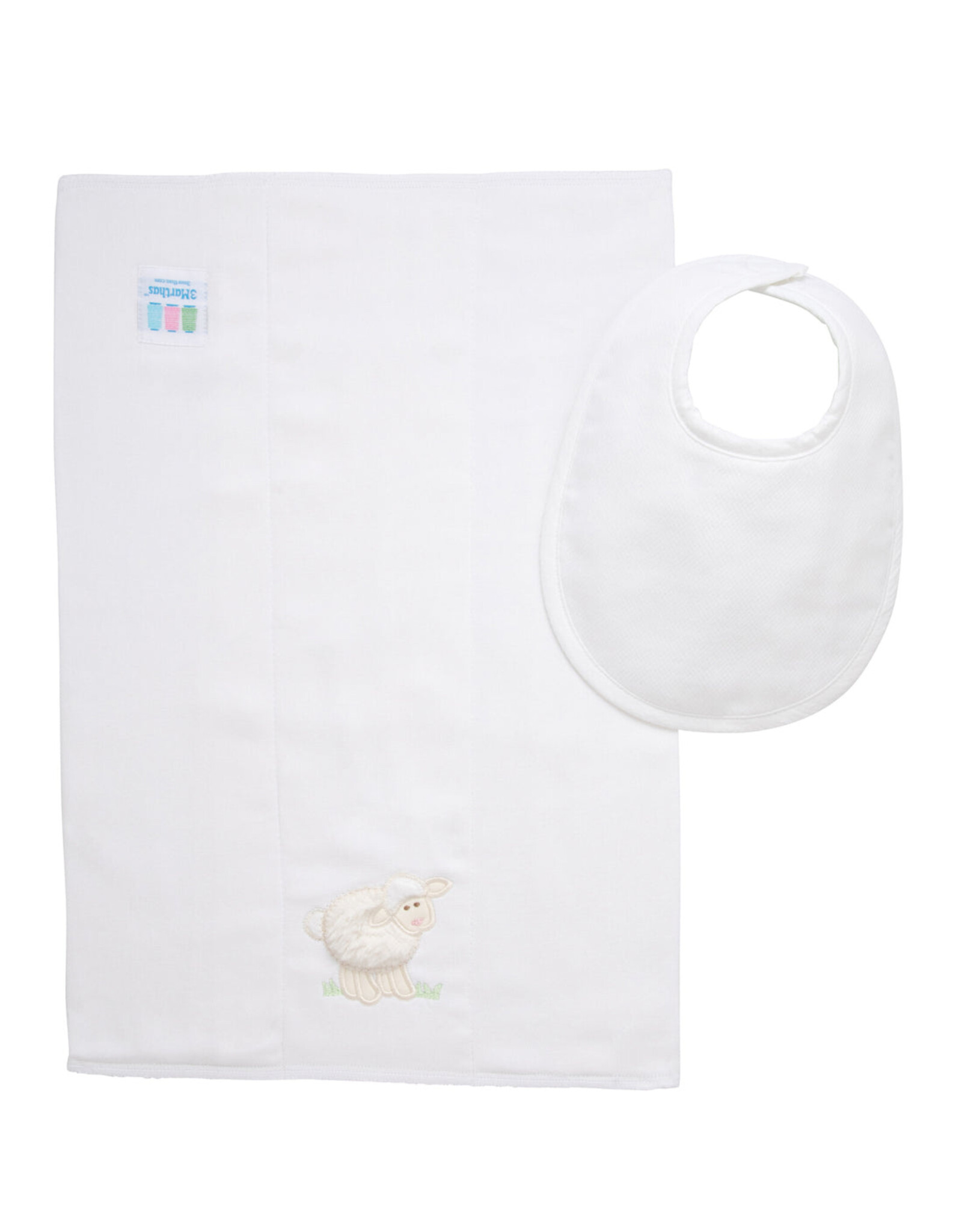 3 Marthas 3M Boxed Burp/Bib Set White Lamb