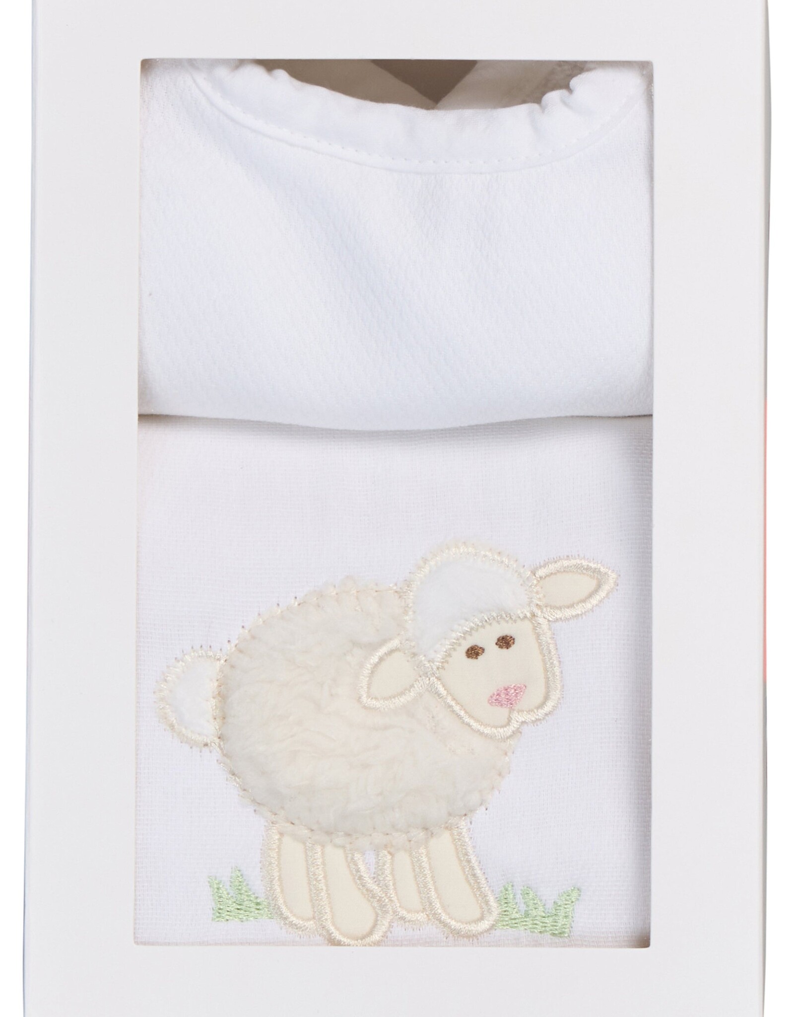 3 Marthas 3M Boxed Burp/Bib Set White Lamb