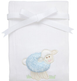 3 Marthas appliqued burp pad blue lamb