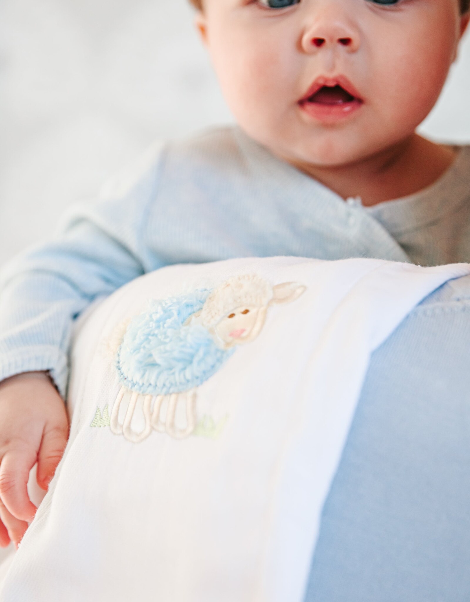 3 Marthas 3M appliqued burp pad blue lamb