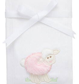 3 Marthas appliqued burp pad pink lamb