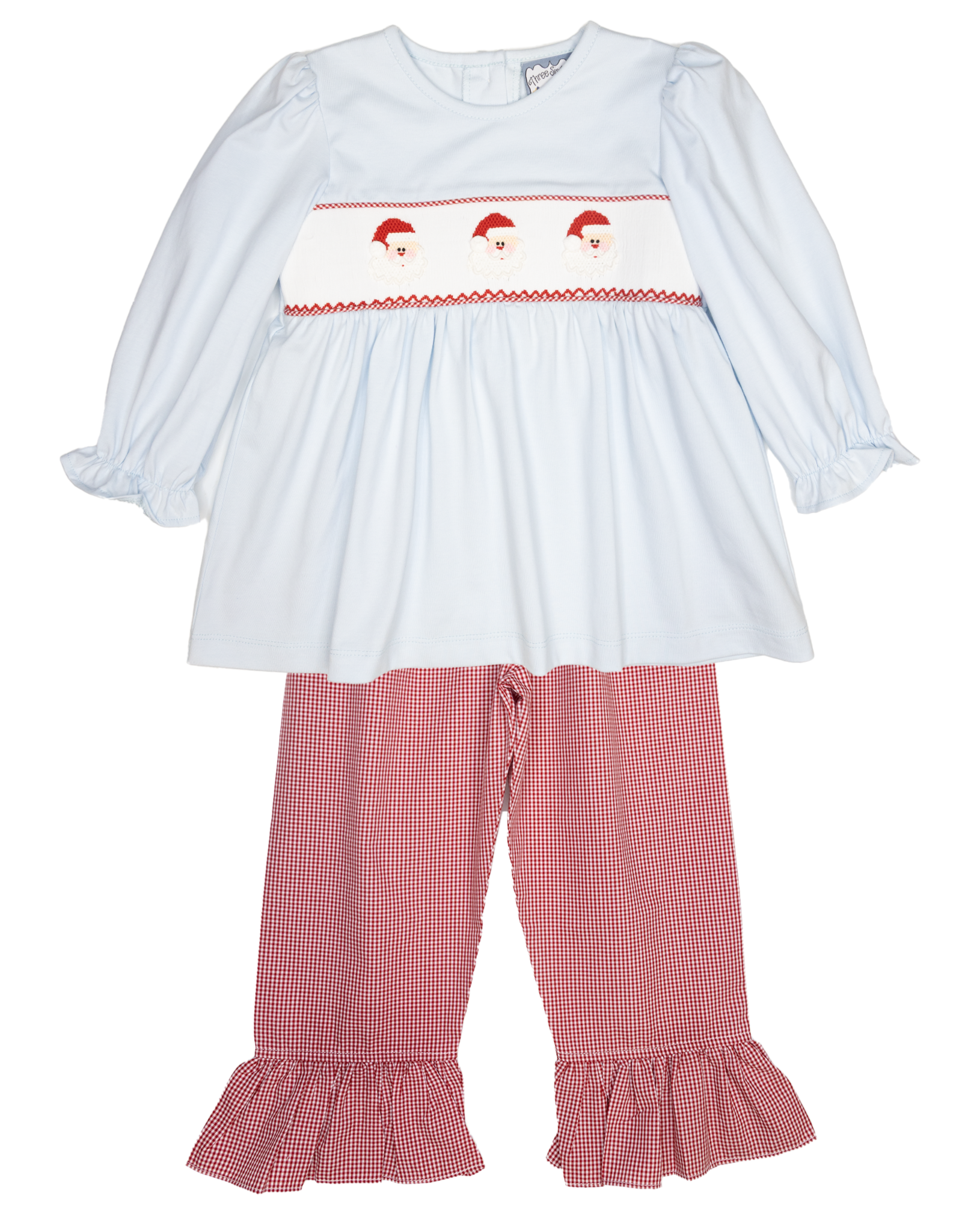 Three Sisters 706 Santa Smocked Ruffle Pant Set