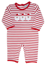 Three Sisters 801 Red Stripe Santa Applique Romper