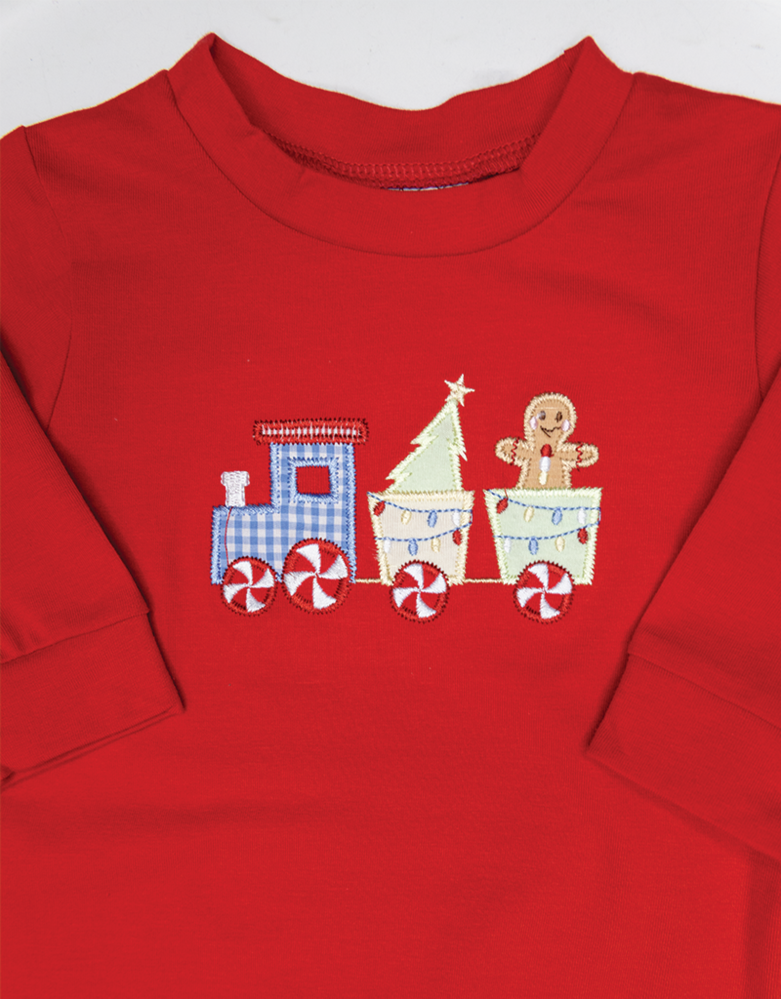 Three Sisters 812 Christmas Train Applique Romper
