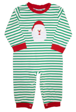 Three Sisters 760 Green Stripe Santa Applique Romper