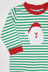 Three Sisters 760 Green Stripe Santa Applique Romper