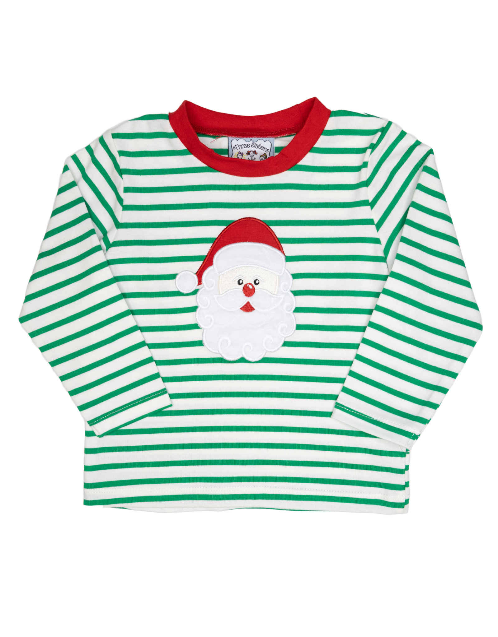 Three Sisters 759 Green Santa Applique Shirt