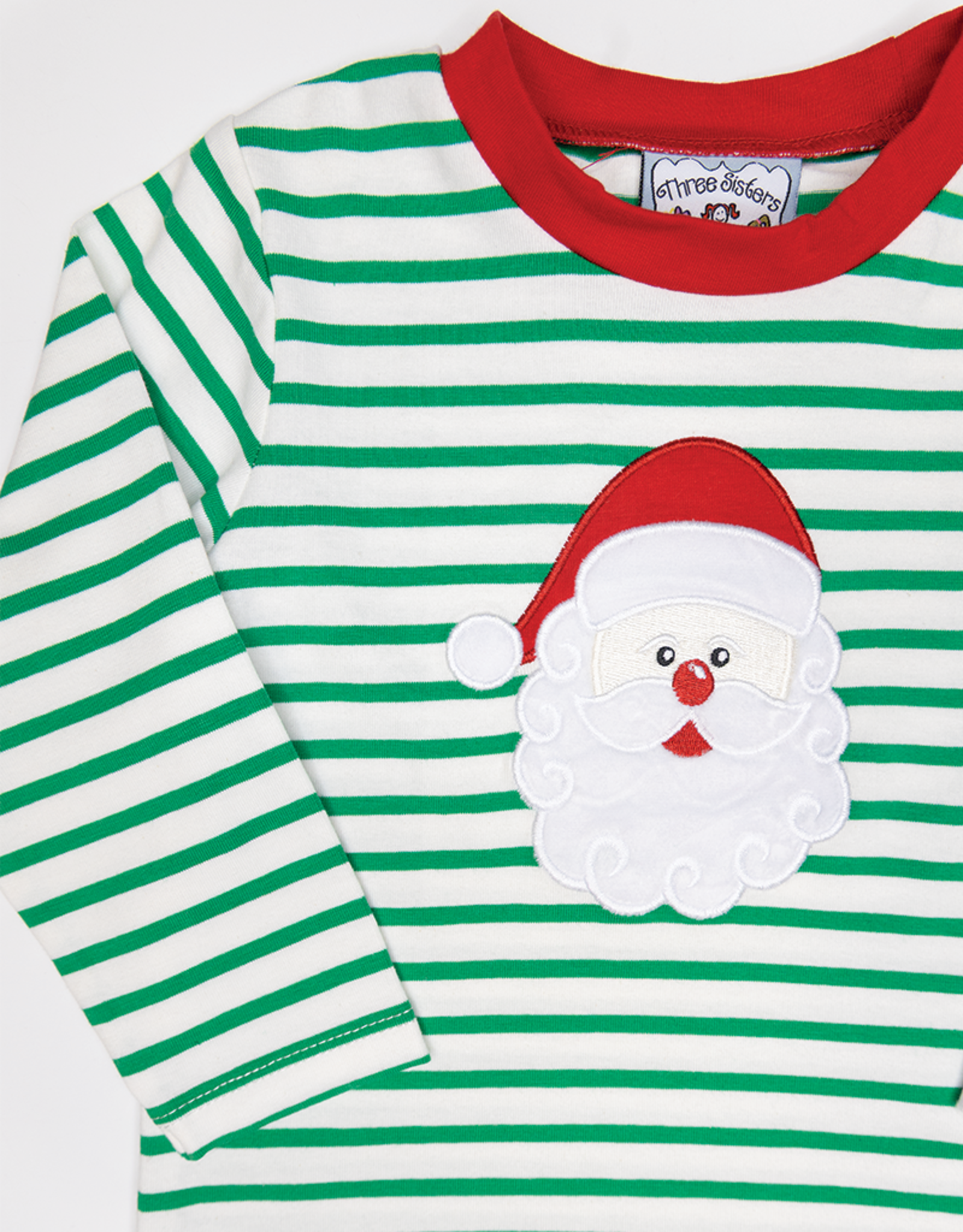 Three Sisters 759 Green Santa Applique Shirt