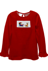 Vive la Fete VFF25 Red Santa Sleigh Ruffle Smocked Shirt