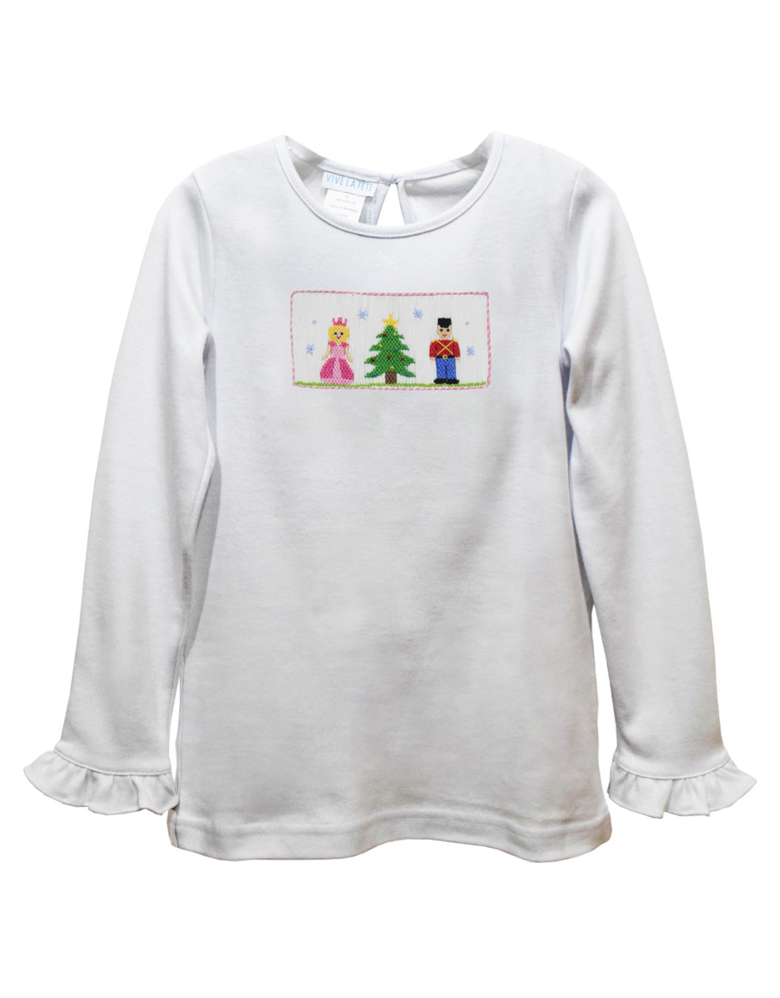 Vive la Fete VFF25  White Nutcracker Ruffle Smocked Shirt