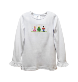 Vive la Fete White Nutcracker Ruffle Smocked Shirt