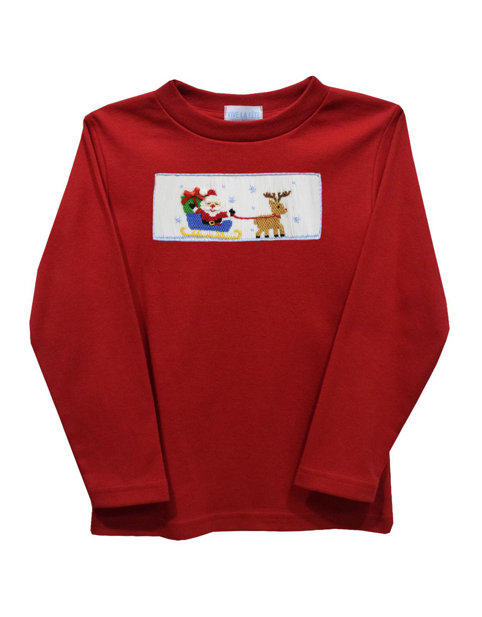 Vive la Fete VFF25 Red Santa Sleigh Smocked Shirt
