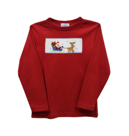 Vive la Fete Red Santa Sleigh Smocked Shirt