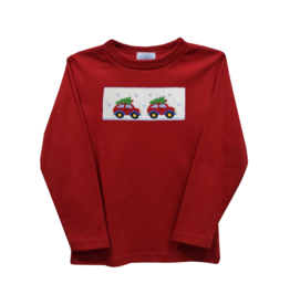 Vive la Fete Red Christmas Car Smocked Shirt