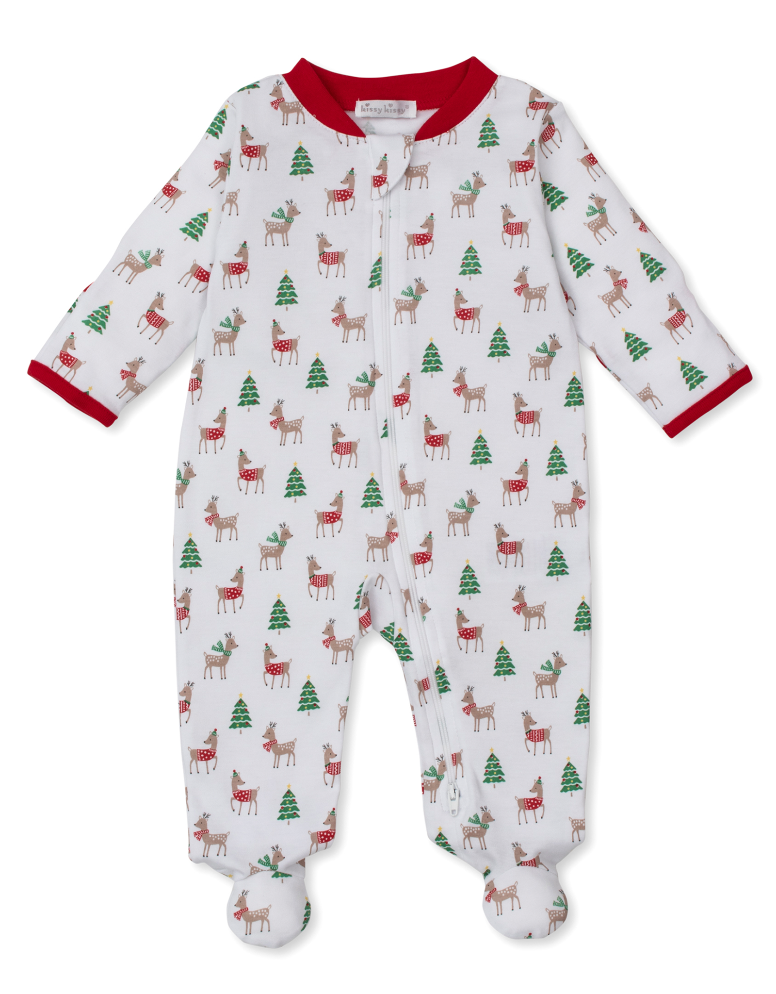 Kissy Kissy Christmas Reindeer Zip Footie