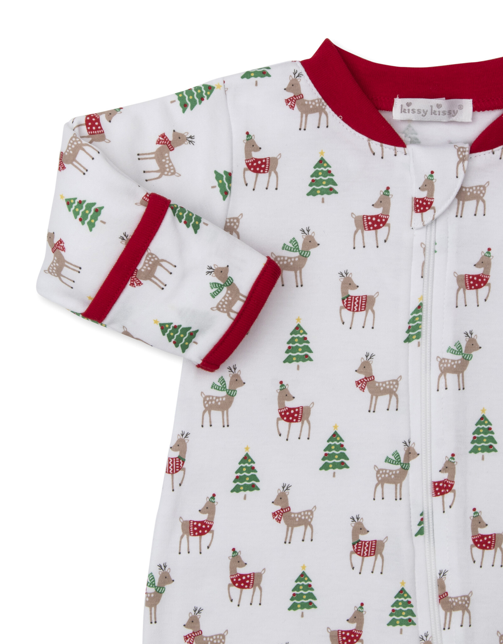 Kissy Kissy Christmas Reindeer Zip Footie