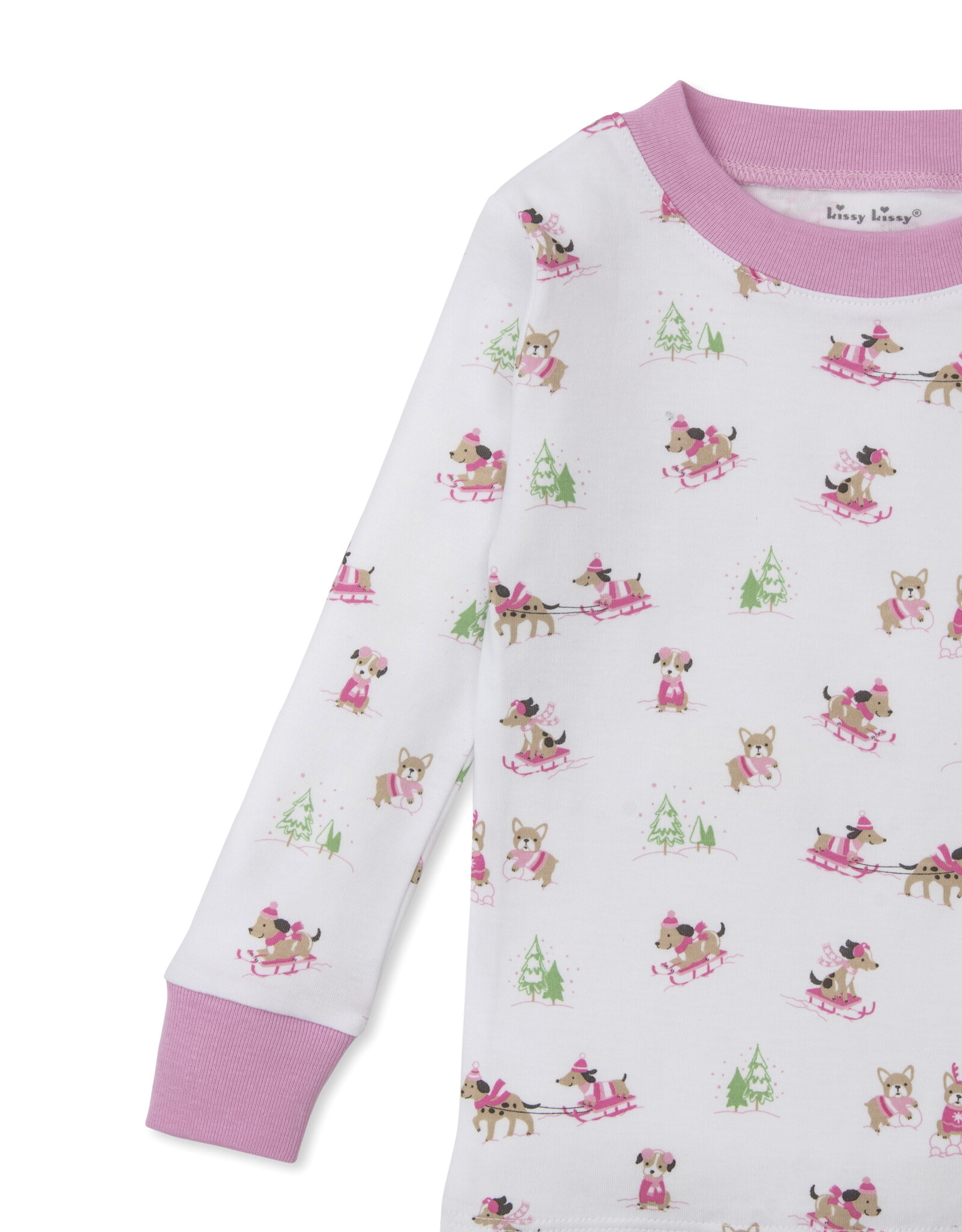 Kissy Kissy Puppy's Pink Sleigh Riding Fun 2pc PJ