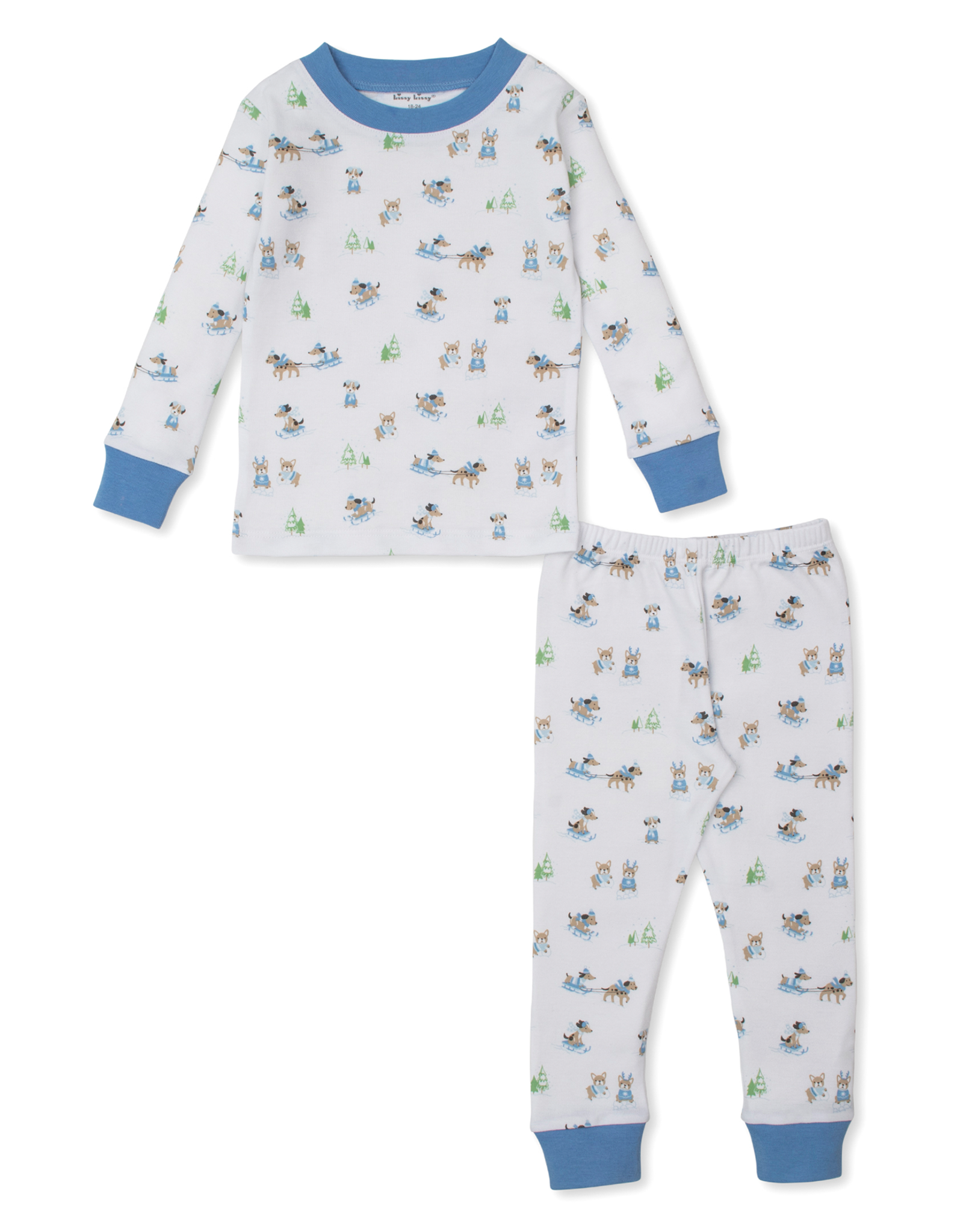 Kissy Kissy Puppy's Blue Sleigh Riding Fun 2pc PJ