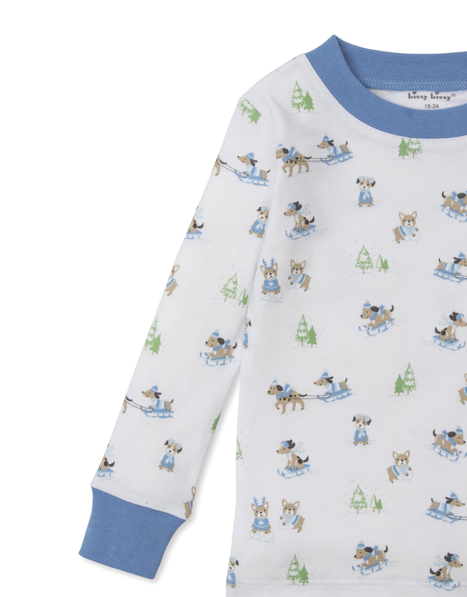 Kissy Kissy Puppy's Blue Sleigh Riding Fun 2pc PJ