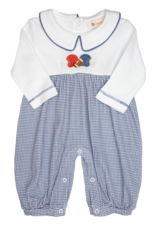 Luigi BL231 Blue Gingham Football Long Romper
