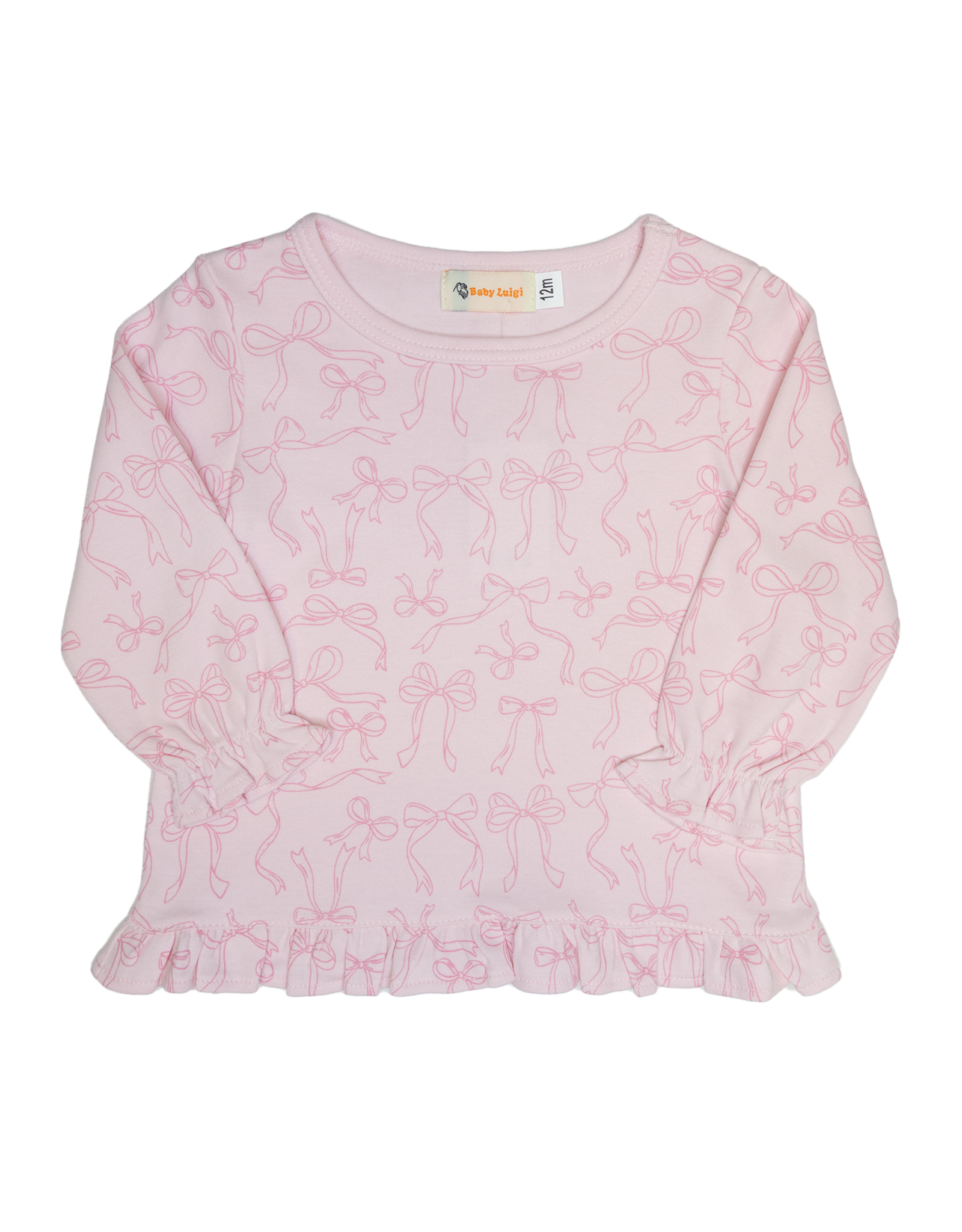 Luigi F25 Ruffle Shirt Pink Bow Print