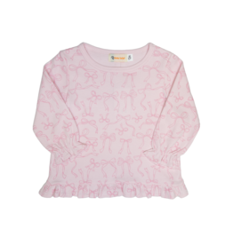 Luigi Ruffle Shirt Pink Bow Print