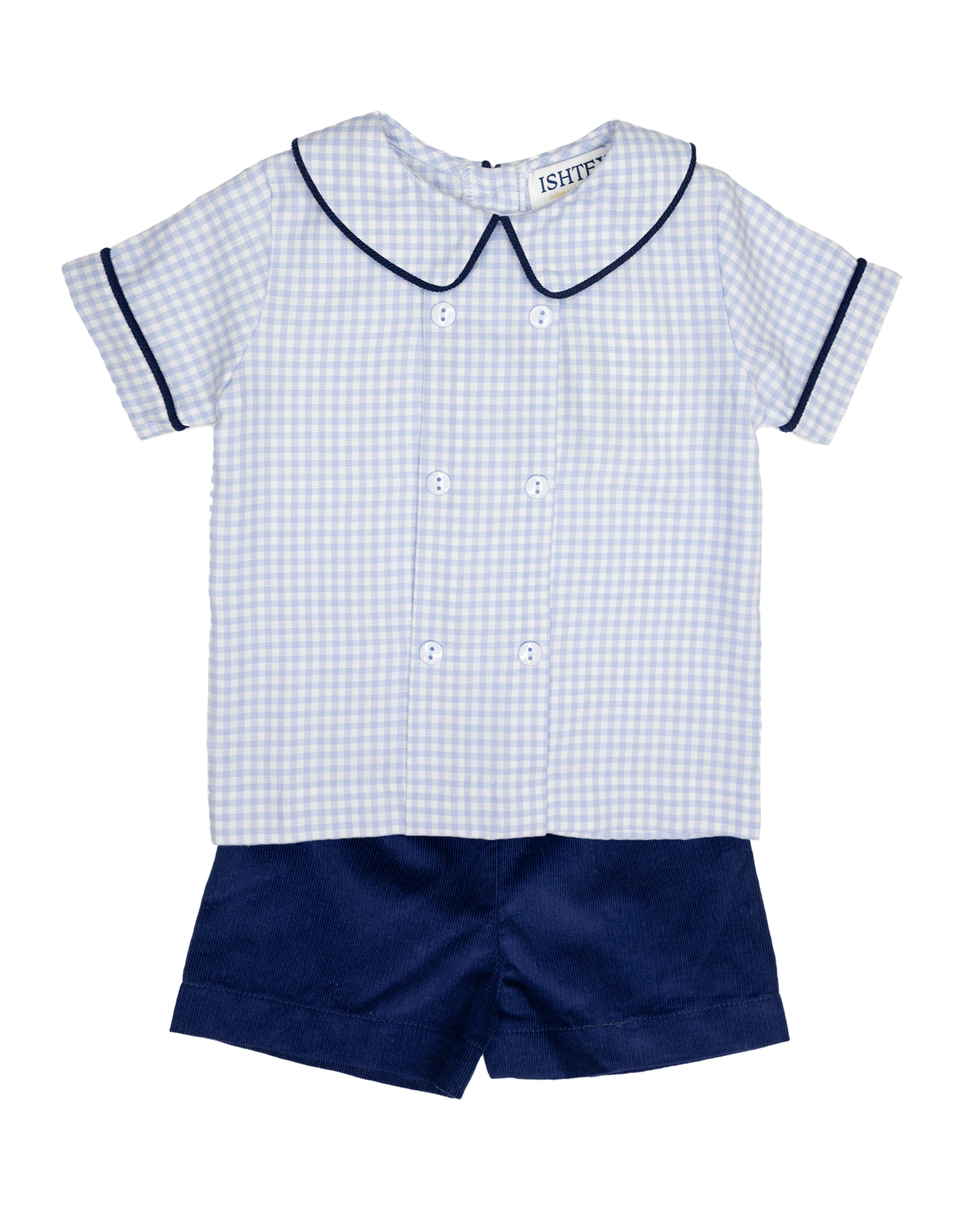 Ishtex 5F110 Blue Check Short Set